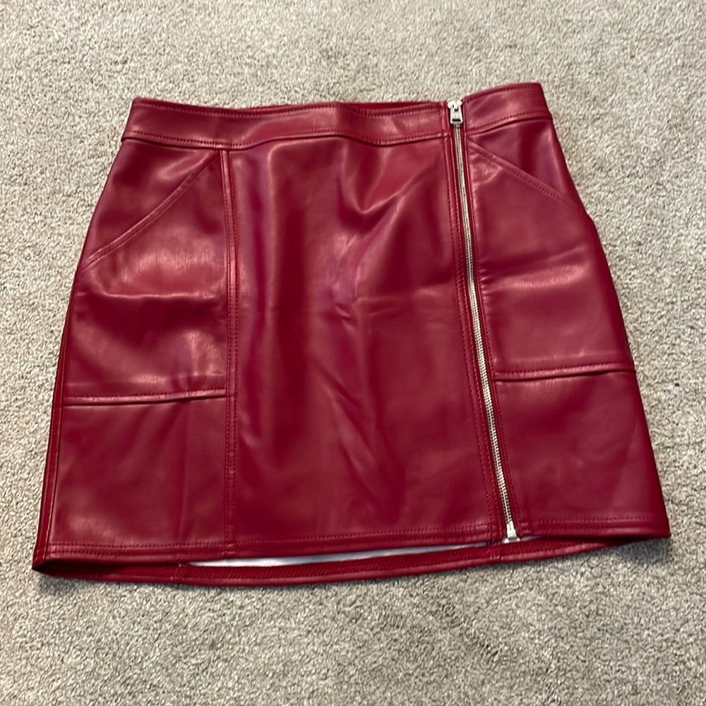 Express Red Faux Leather Mini Skirt Size 8